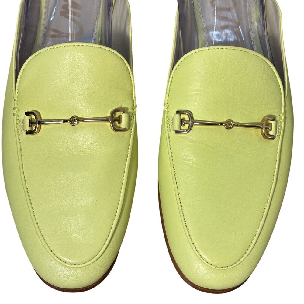 Sam Edelman Womens Lime cocktail color, Leather Slip-On Mules With Gold Buckle - Picture 2 of 7
